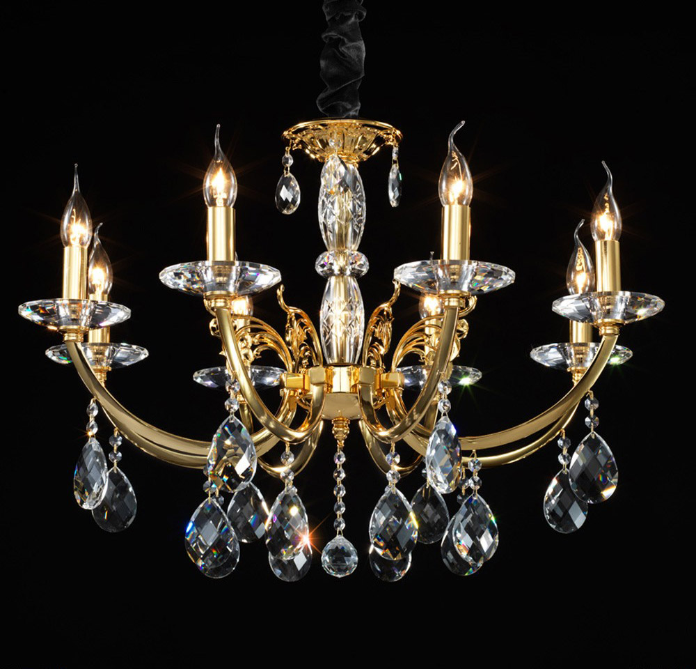 Люстра подвесная хрустальная Osgona Stregaro, 8 ламп, золото, прозрачный