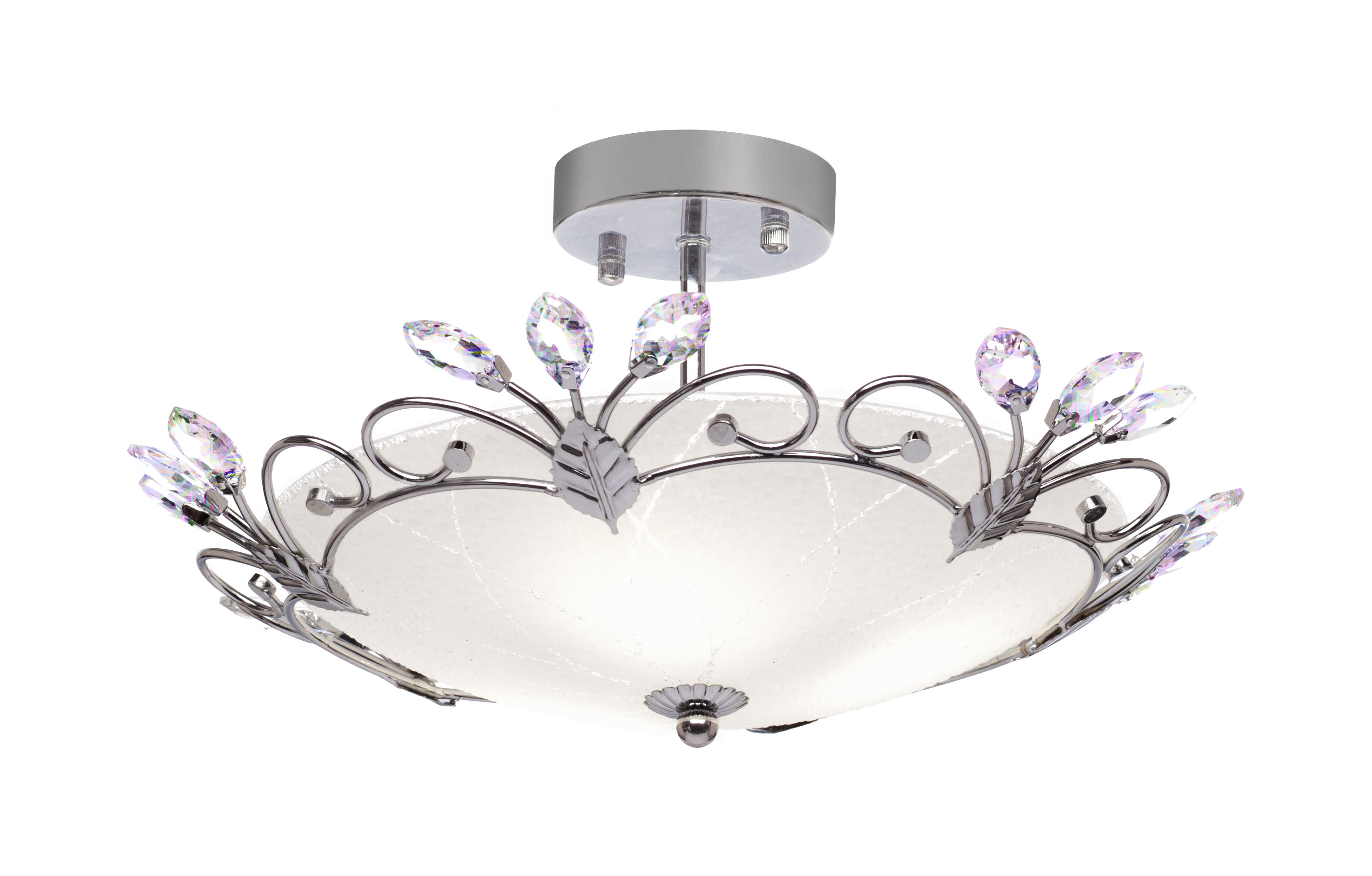 Светильник потолочный Silver Light, серия Lotos, диаметр 40 см., металл+стеклo, цвет хром 3XЕ27X75W